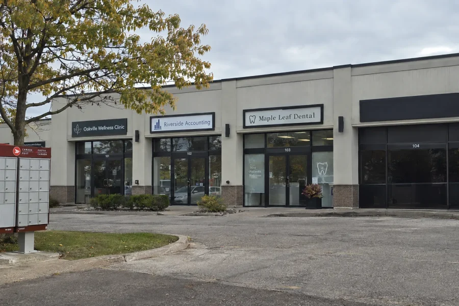 A quiet Oakville commercial building with an unused business suite captures the setting of a dormant corporation.